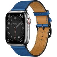 Apple Watch Hermès Series 8 45 mm Silver Stainless Steel Case with H Diagonal Single Tour Bleu de France  - магазин гаджетов iTovari