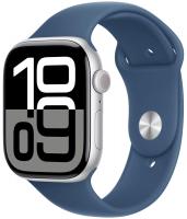 Apple Watch Series 10, 46 мм, корпус из алюминия серебристого цвета, спортивный ремешок цвета «синий деним» - магазин гаджетов iTovari